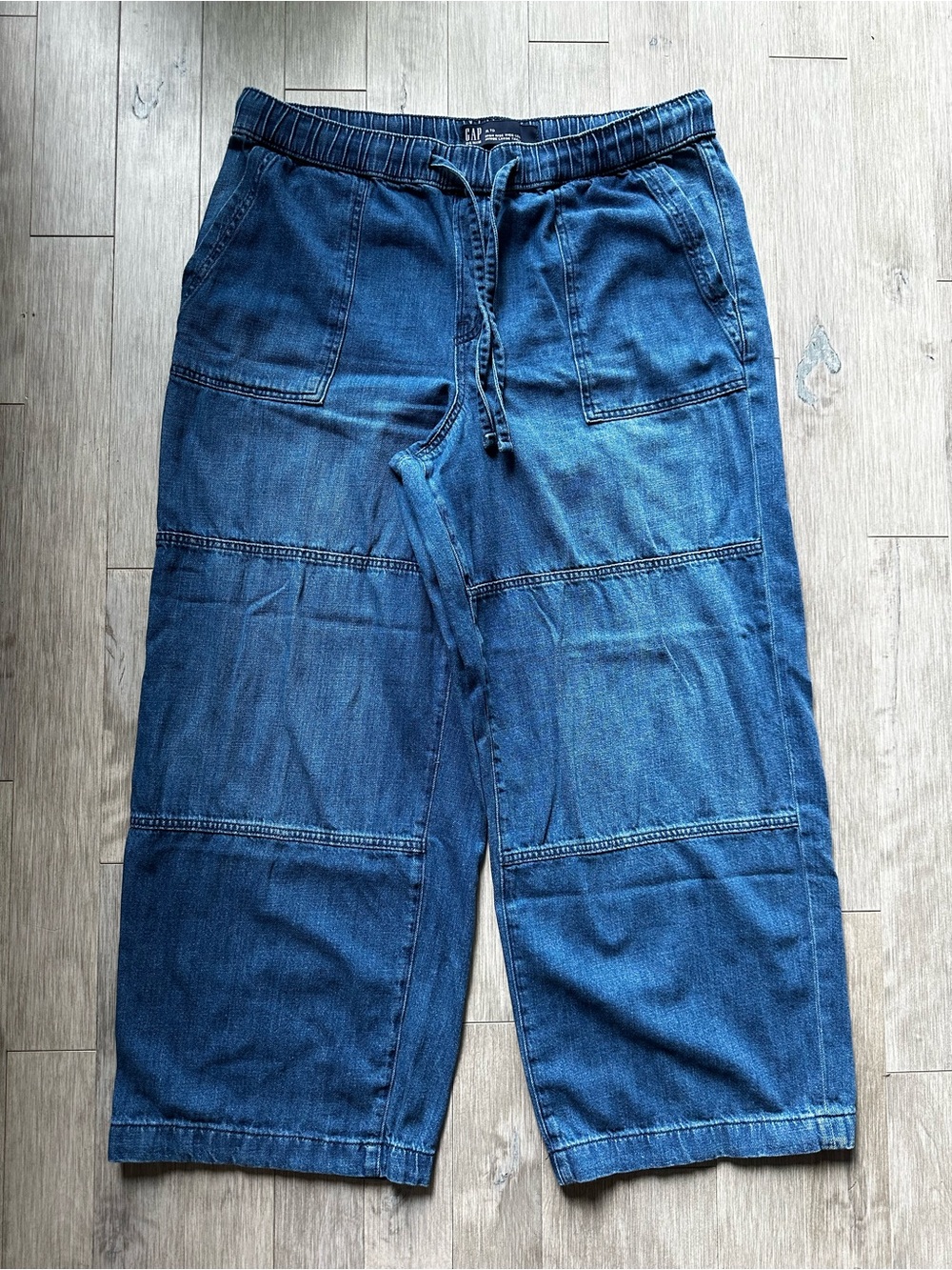 GAP Pull on High Rise Wide leg Indigo Relaxed Denim Joggers Size XL